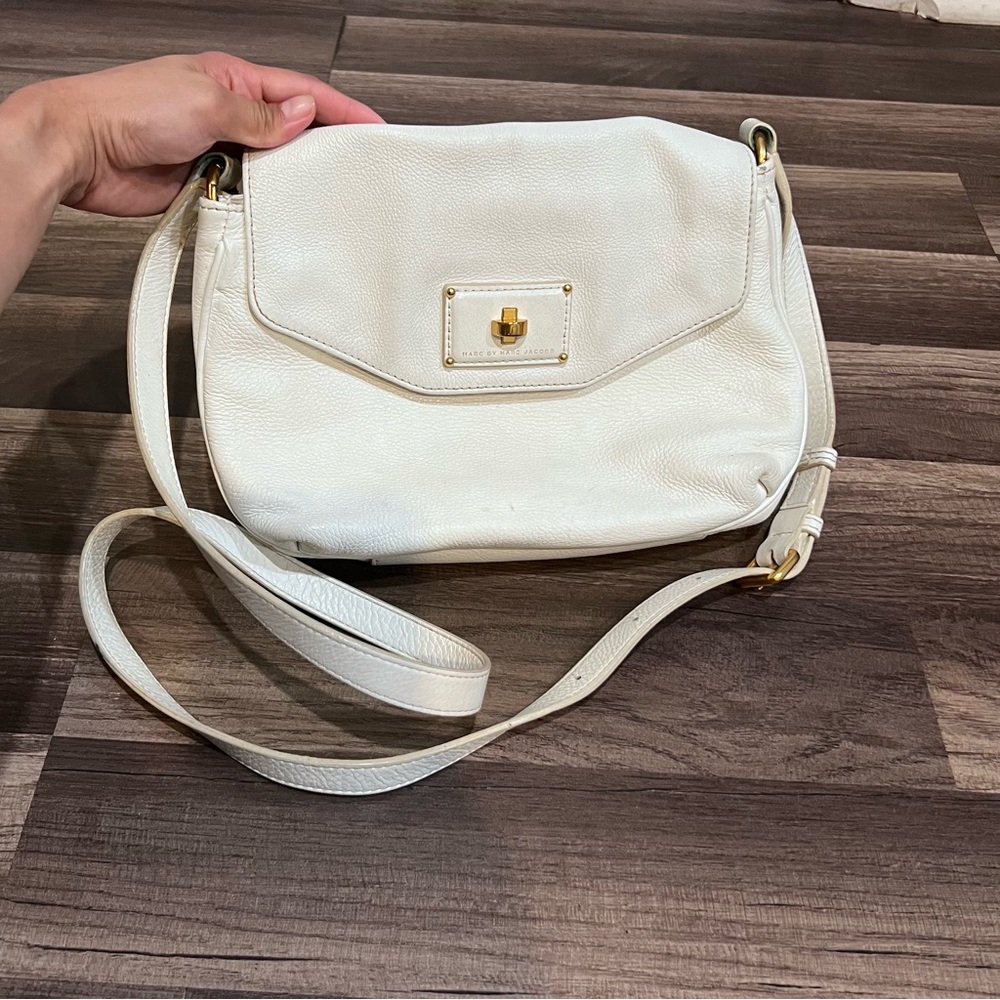 Marc by Marc Jacobs White Flap Leather Crossbody Bag